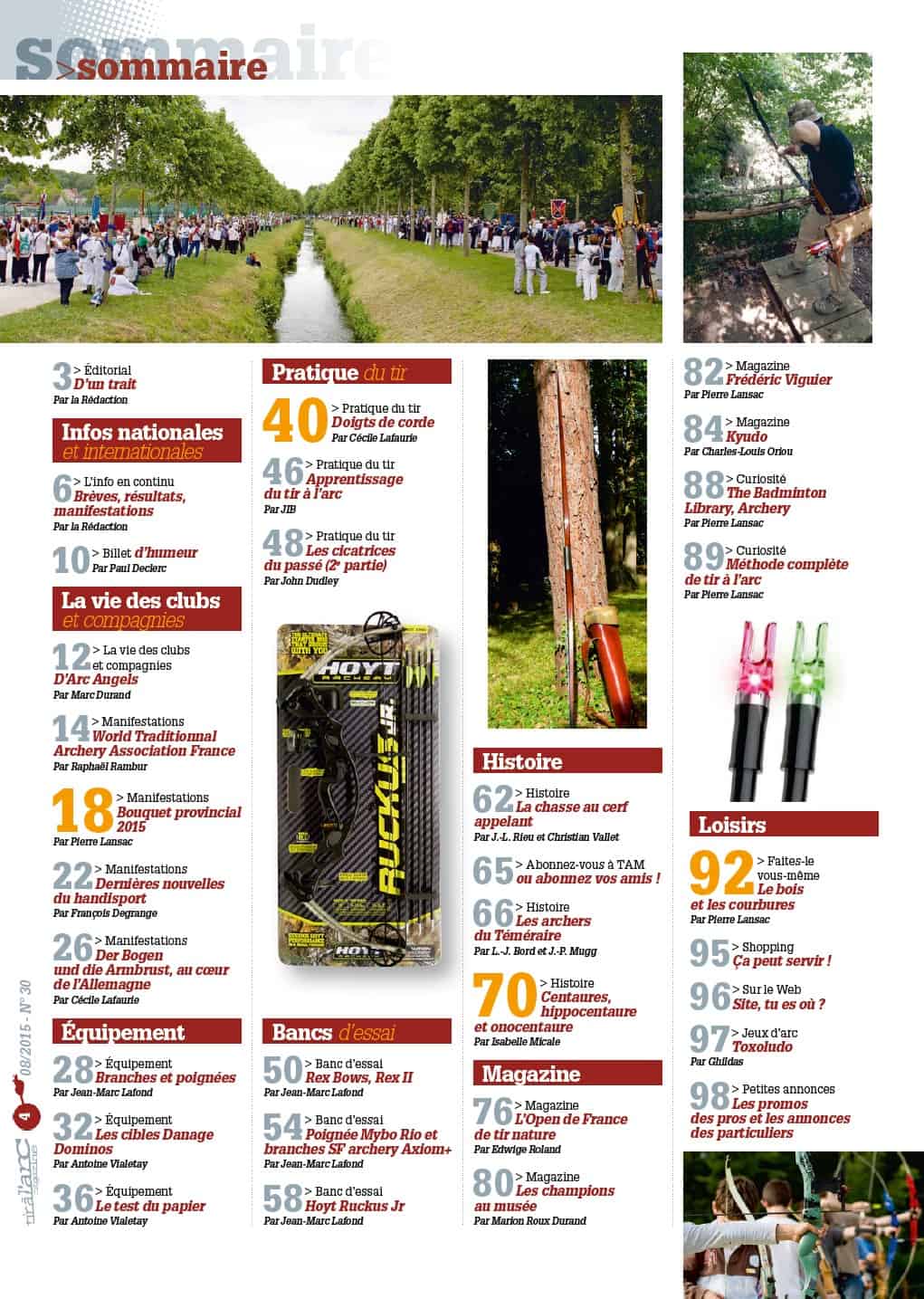 Sommaire Tir à l'Arc Magazine – Numéro 30