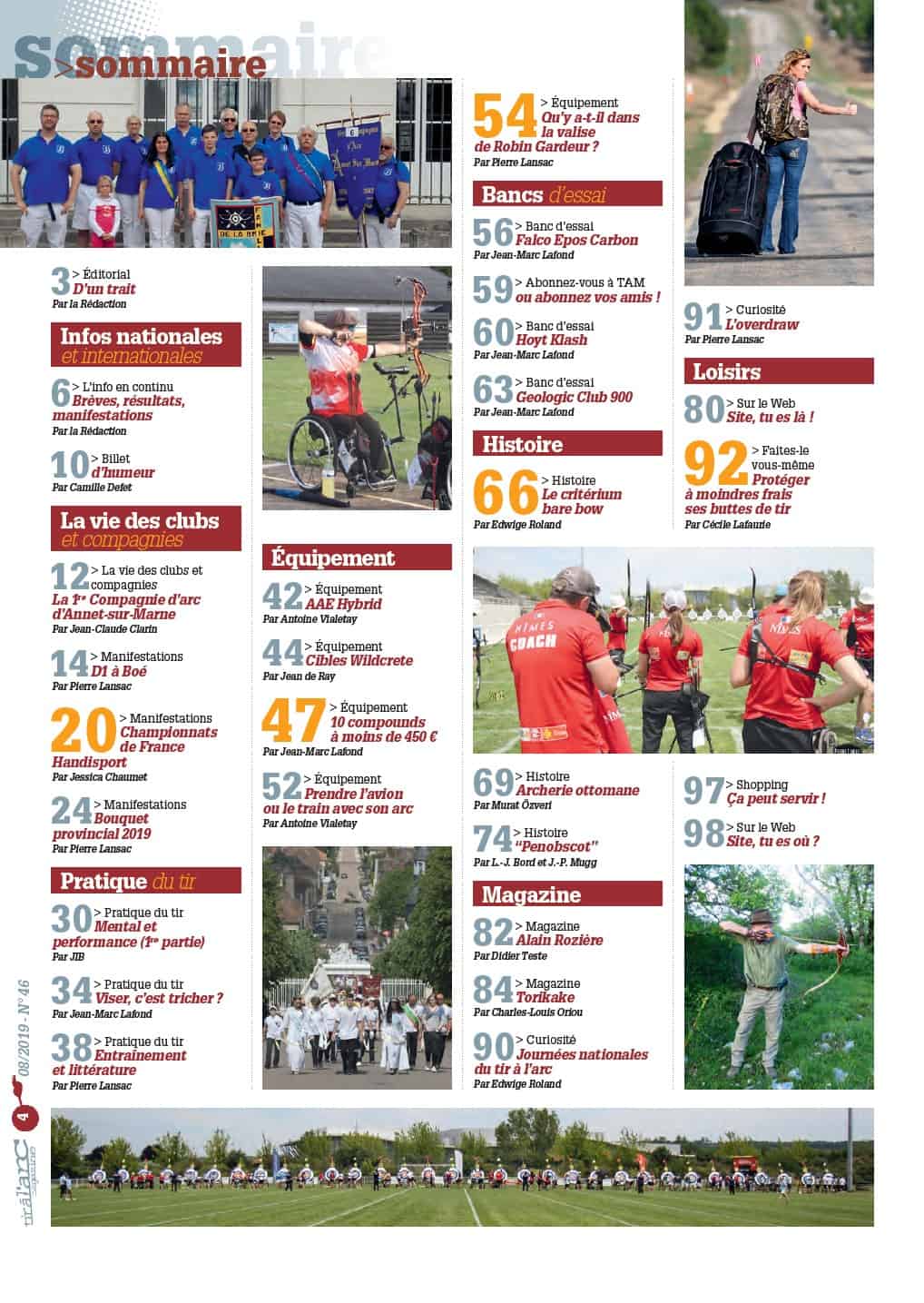 Sommaire Tir à l'Arc Magazine – Numéro 46