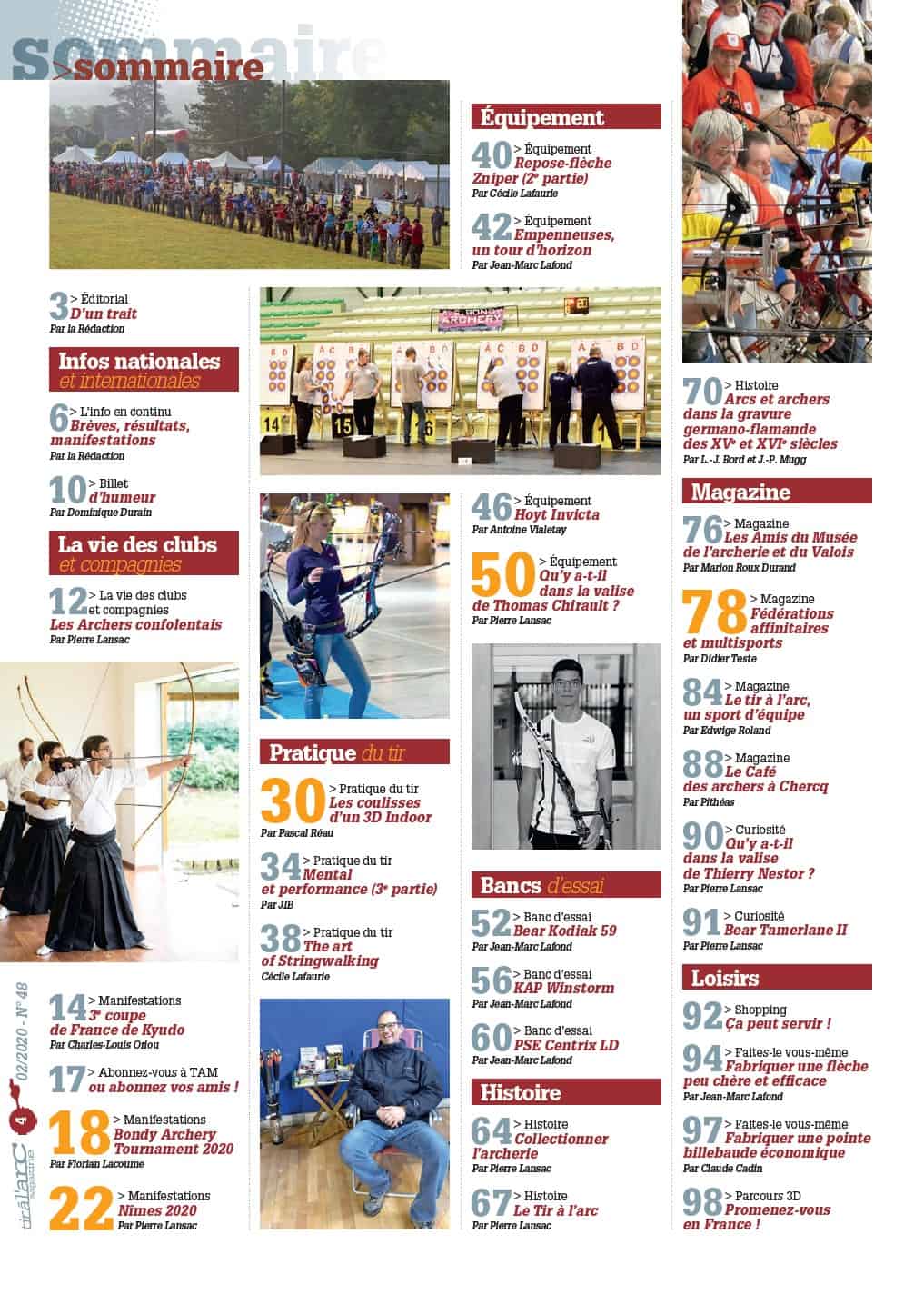 Sommaire Tir à l'Arc Magazine – Numéro 48