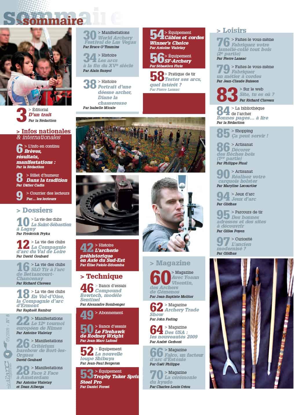 Sommaire Tir à l'Arc Magazine – Numéro 5
