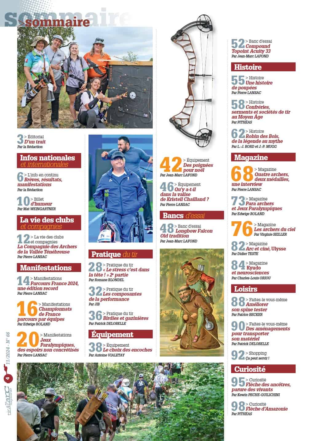 Sommaire Tir à l'Arc Magazine – Numéro 66