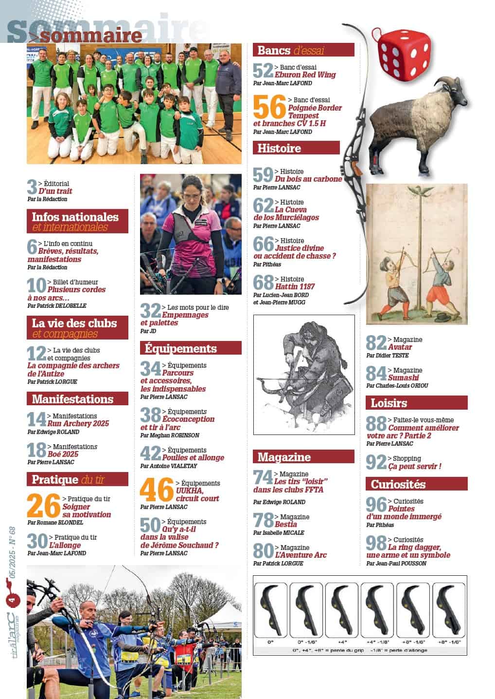 Sommaire Tir à l'Arc Magazine – Numéro 68