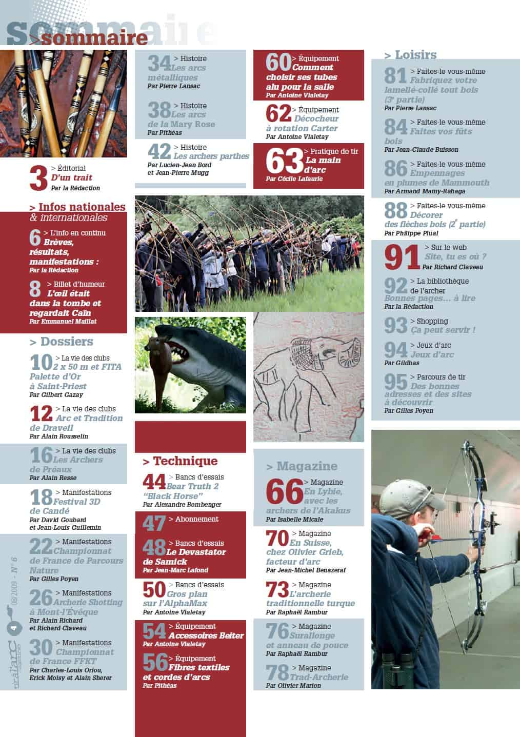 Sommaire Tir à l'Arc Magazine – Numéro 6