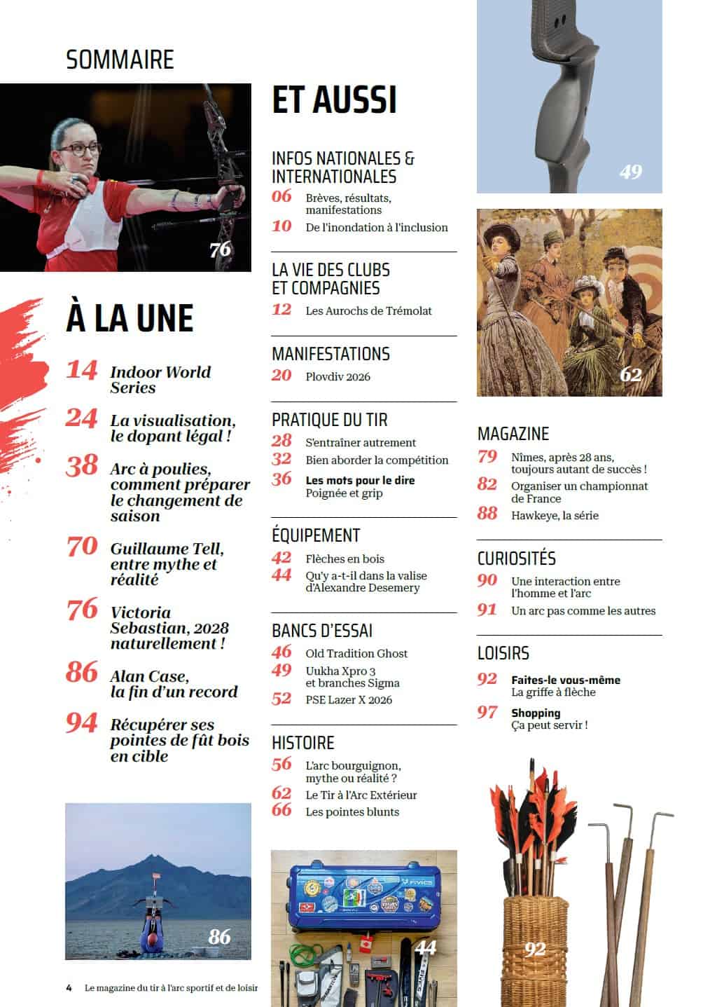 Sommaire Tir à l'Arc Magazine – Numéro 70